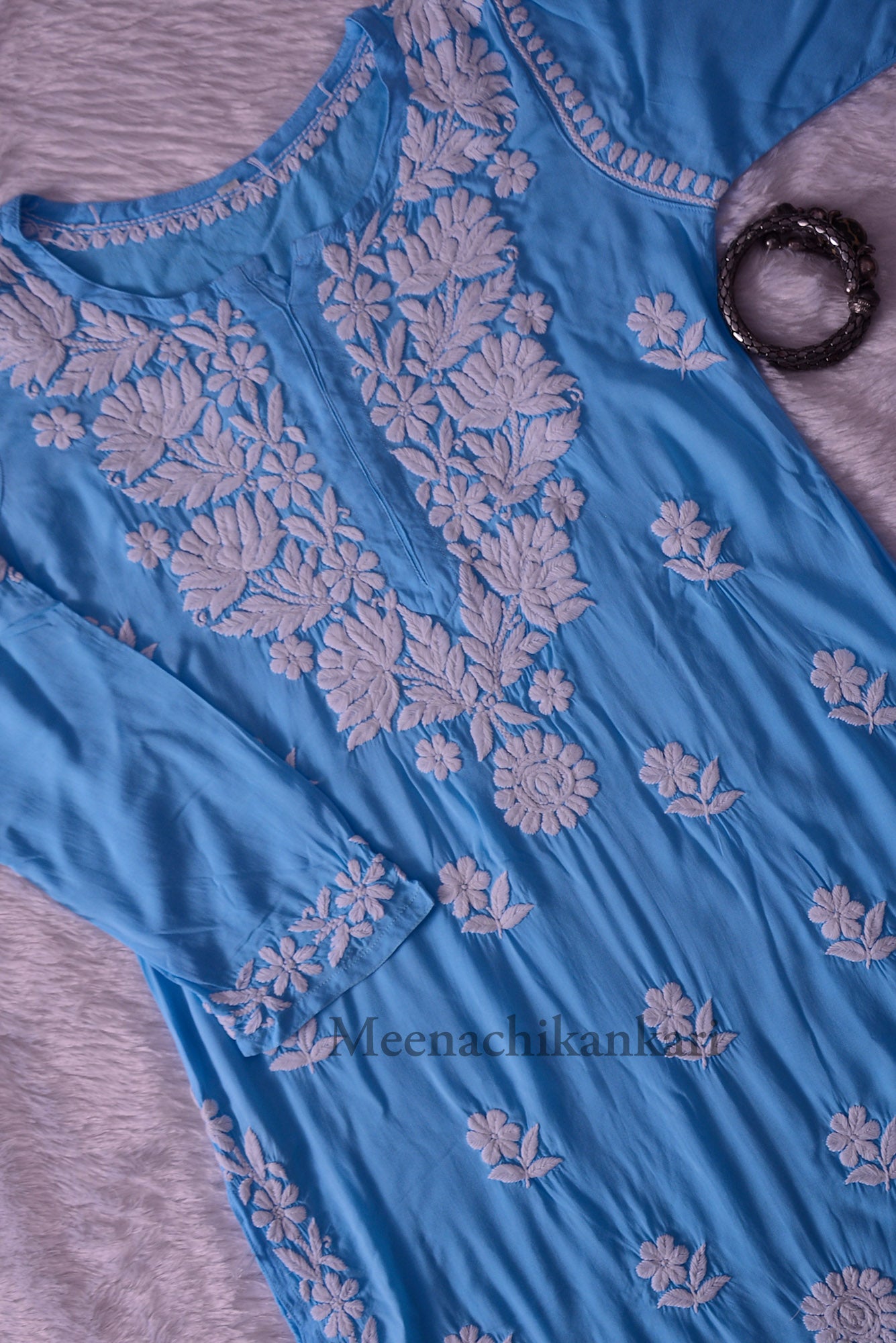 Jawaria Ocean Blue Modal Straight Kurta