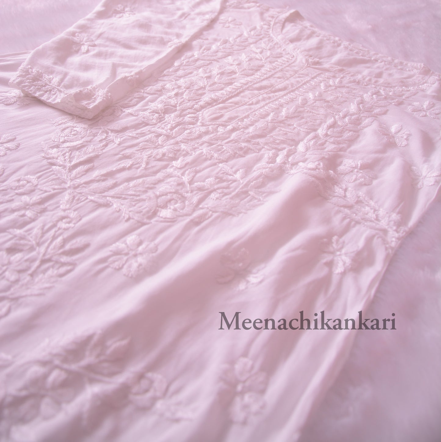 Rahifa White Modal Long Kurta