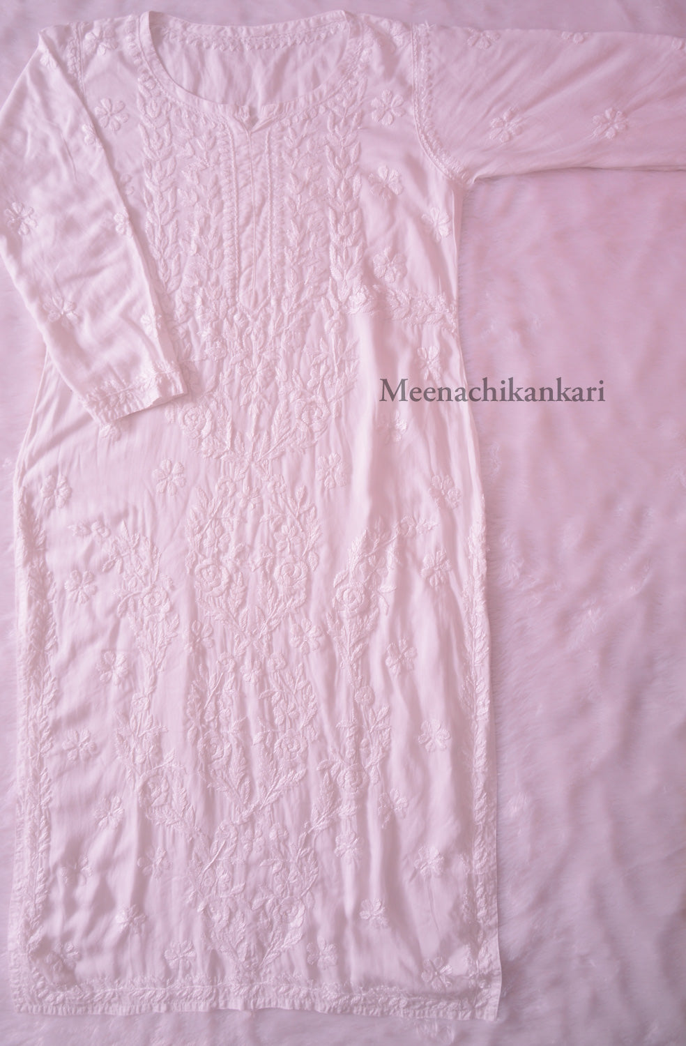 Rahifa White Modal Long Kurta