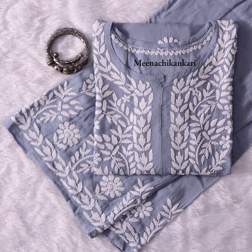 Saiba Grey Long Modal kurta Set