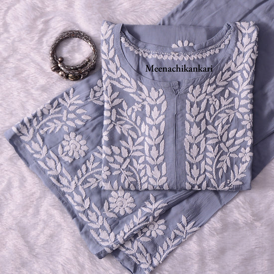 Saiba Grey Long Modal kurta Set