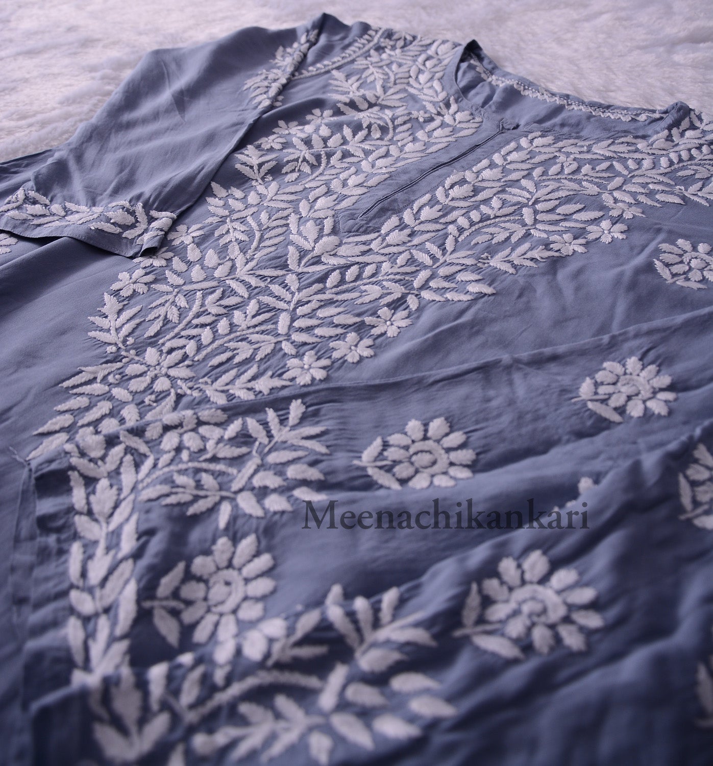 Saiba Grey Long Modal kurta Set