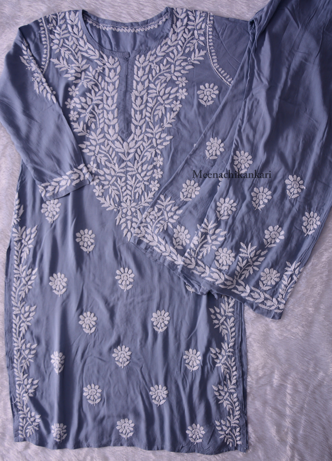 Saiba Grey Long Modal kurta Set