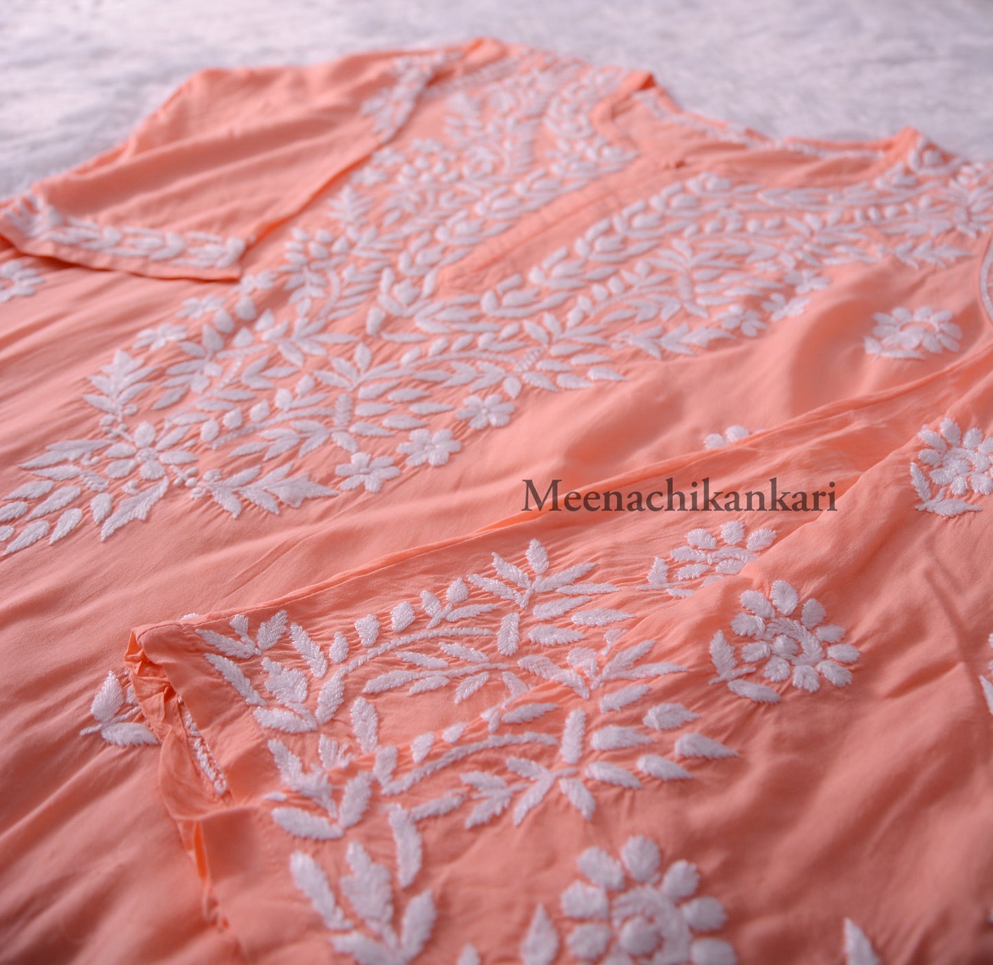 Saiba Peach Long Modal kurta Set