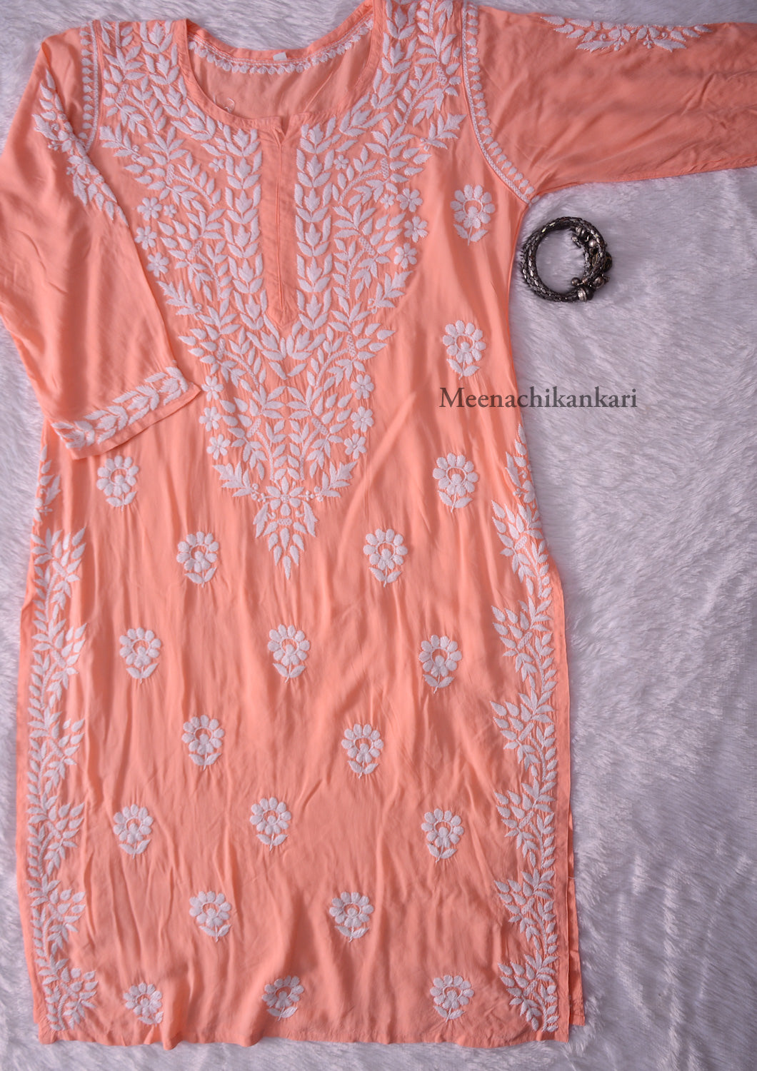 Saiba Peach Long Modal kurta Set