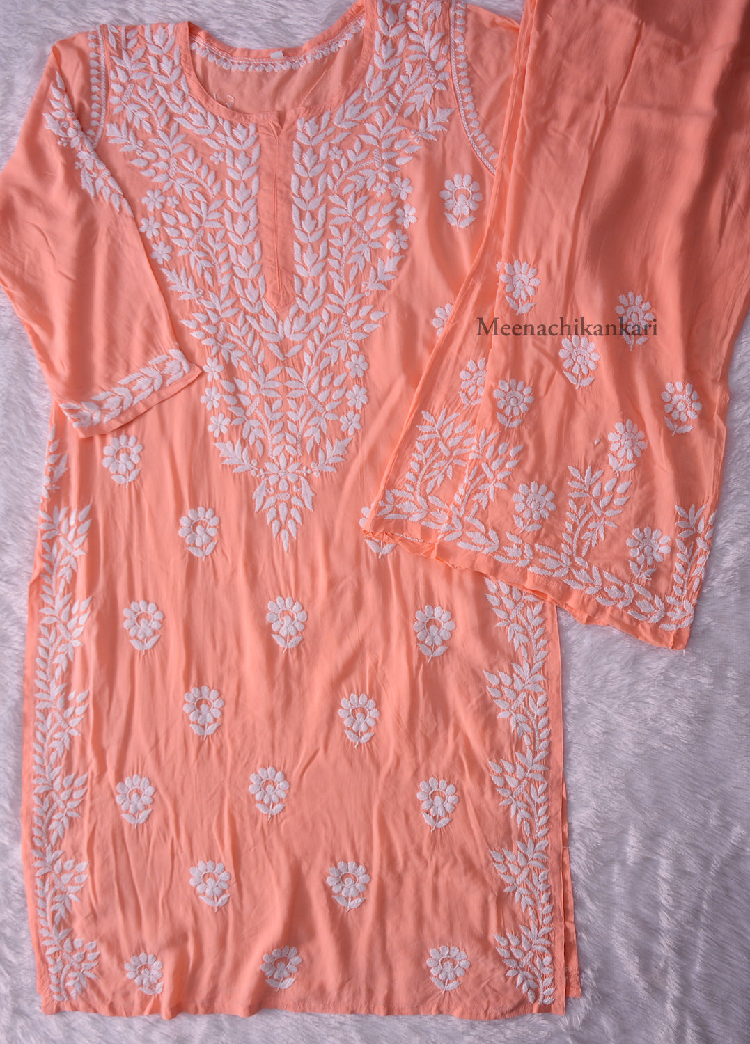 Saiba Peach Long Modal kurta Set