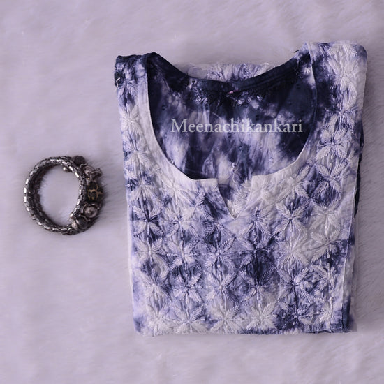 Awadh Rust Brown Cotton Tie & Dye Short Kurta