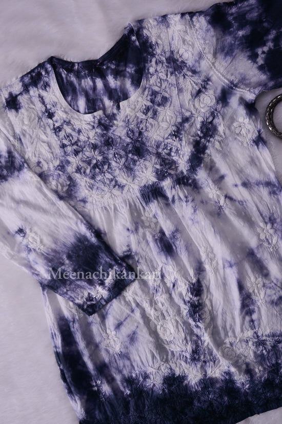 Awadh Rust Brown Cotton Tie & Dye Short Kurta