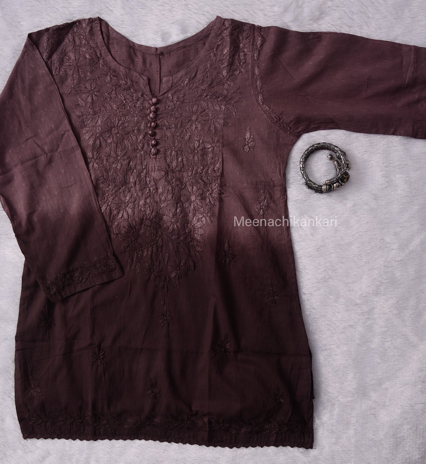 Daania Ombre Brown Short Mull Cotton Kurta