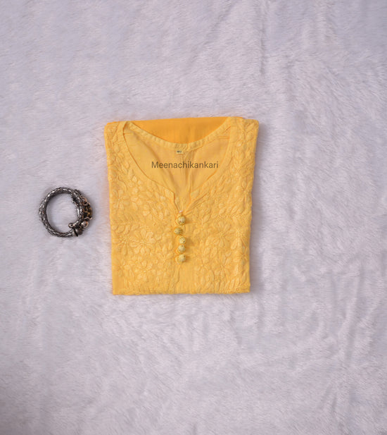 Daania Ombre Yellow Short Mull Cotton Kurta