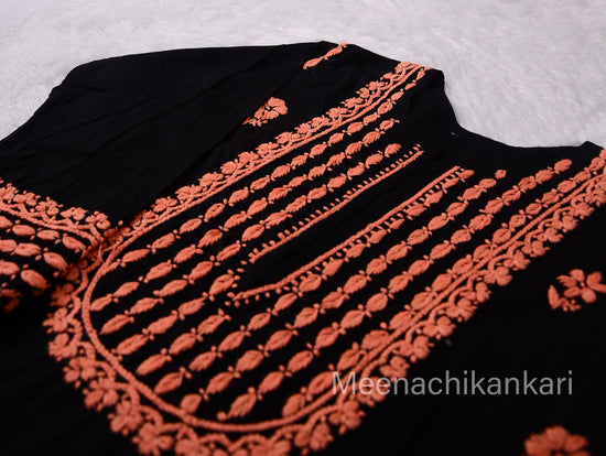 Karishma Black&Peach Cotton Kurta