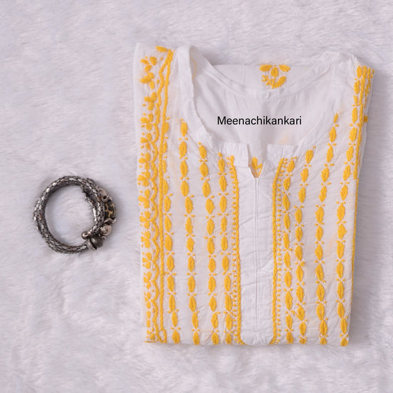 Saba White&yellow Cotton Kurta