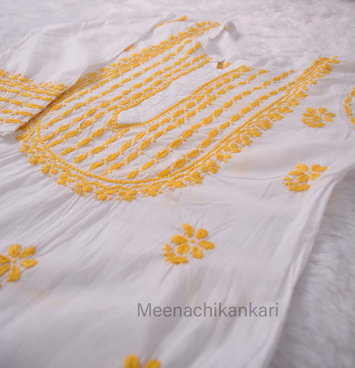 Saba White&yellow Cotton Kurta
