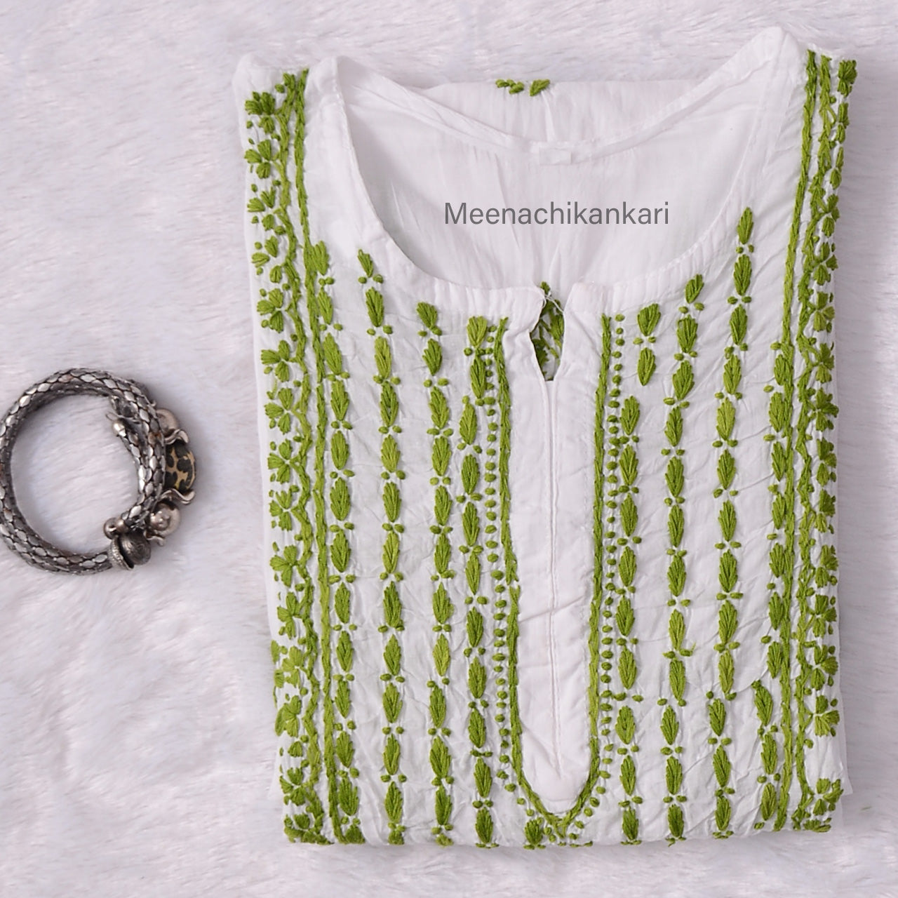 Saba White&Green Cotton Kurta