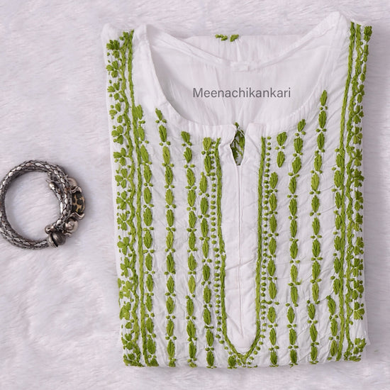 Saba White&Green Cotton Kurta