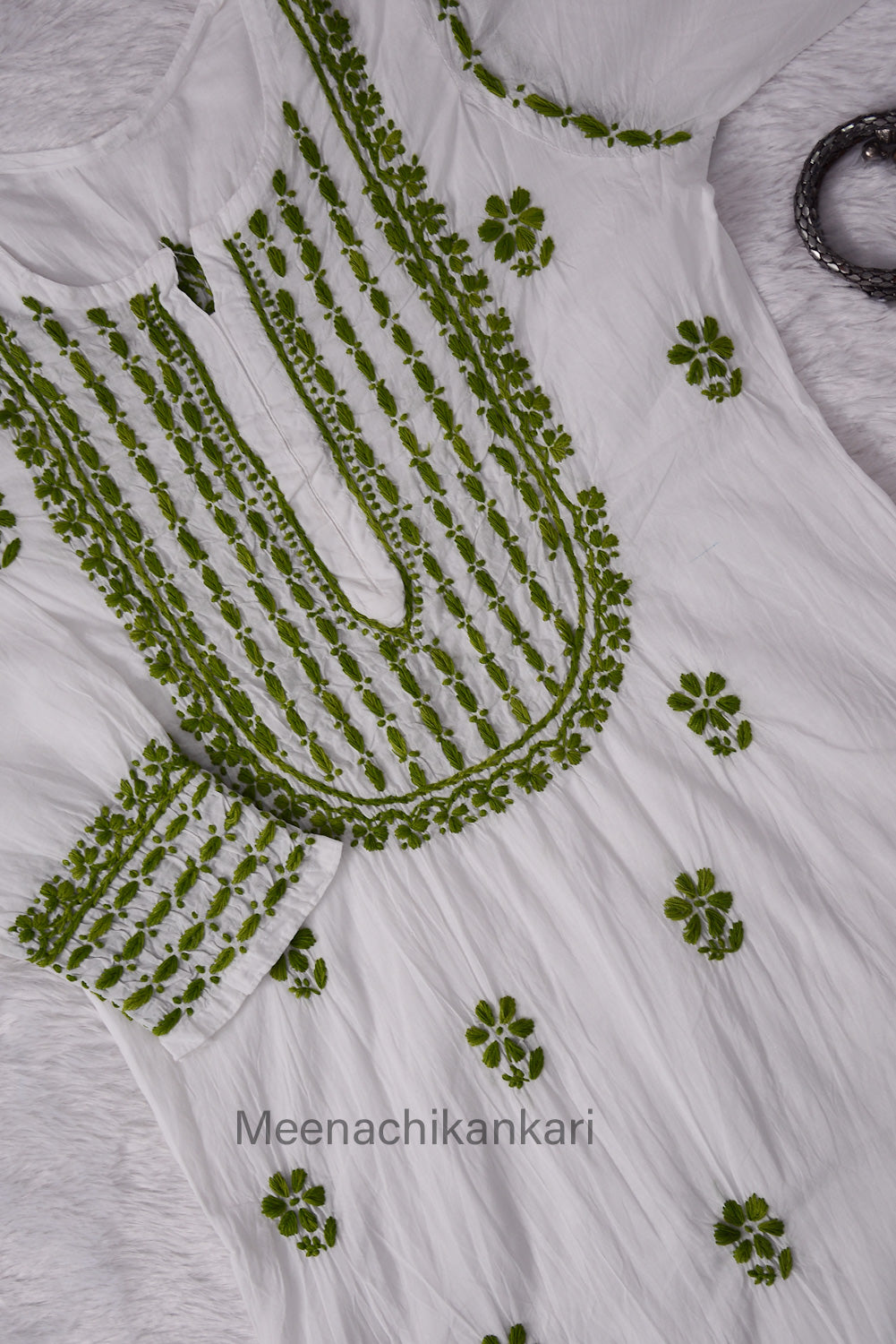 Saba White&Green Cotton Kurta