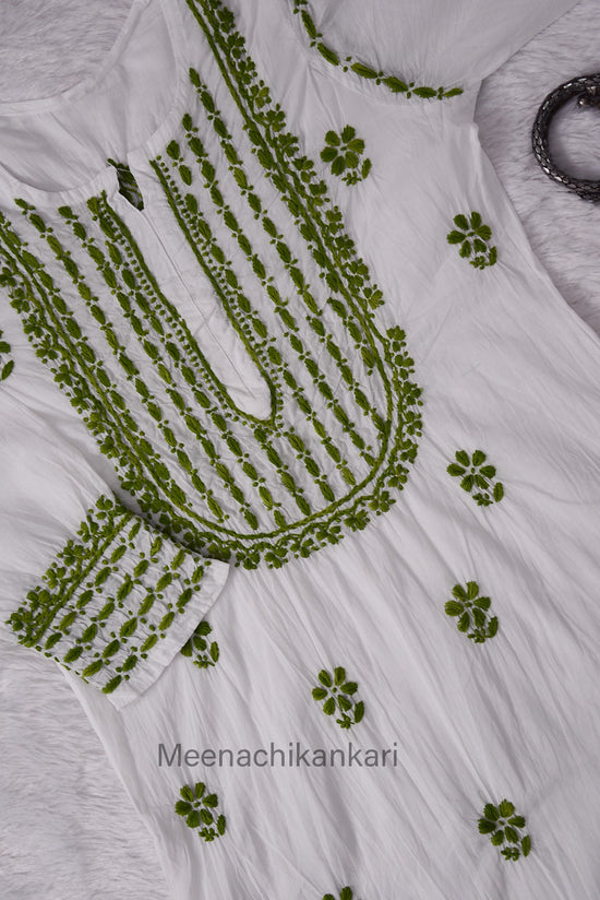 Saba White&Green Cotton Kurta