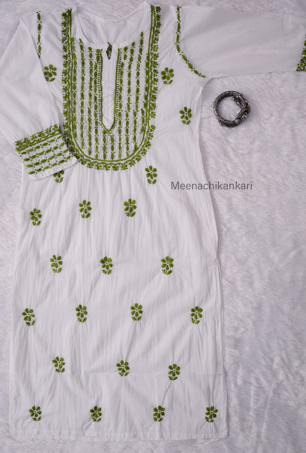 Saba White&Green Cotton Kurta