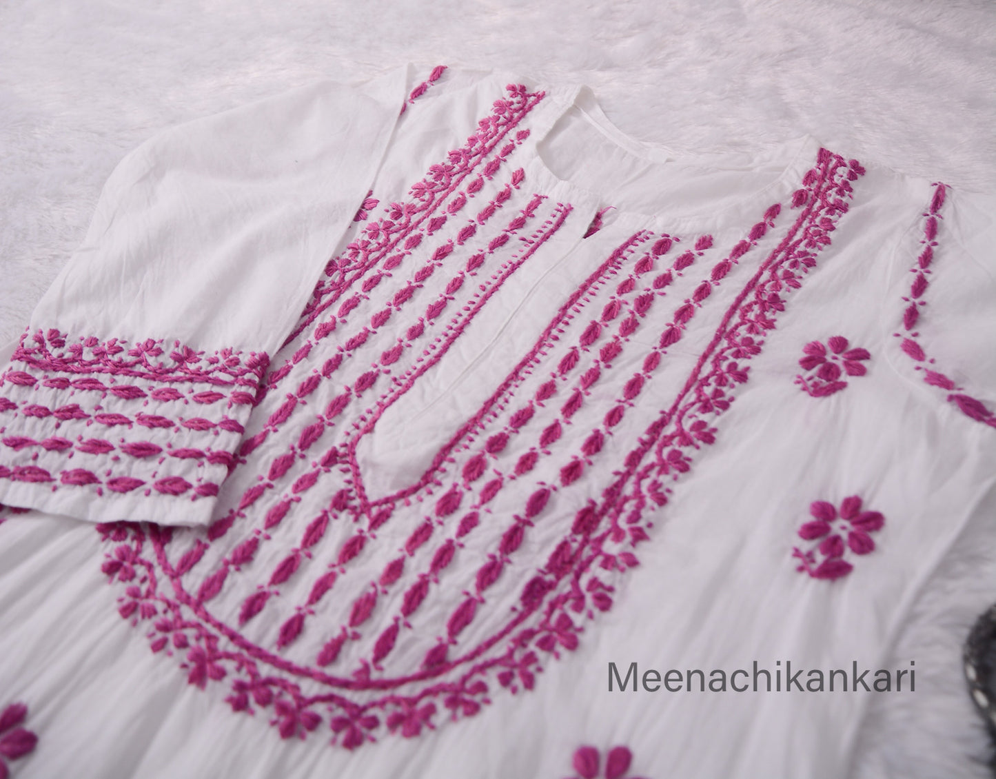 Saba White&Purple Cotton Kurta