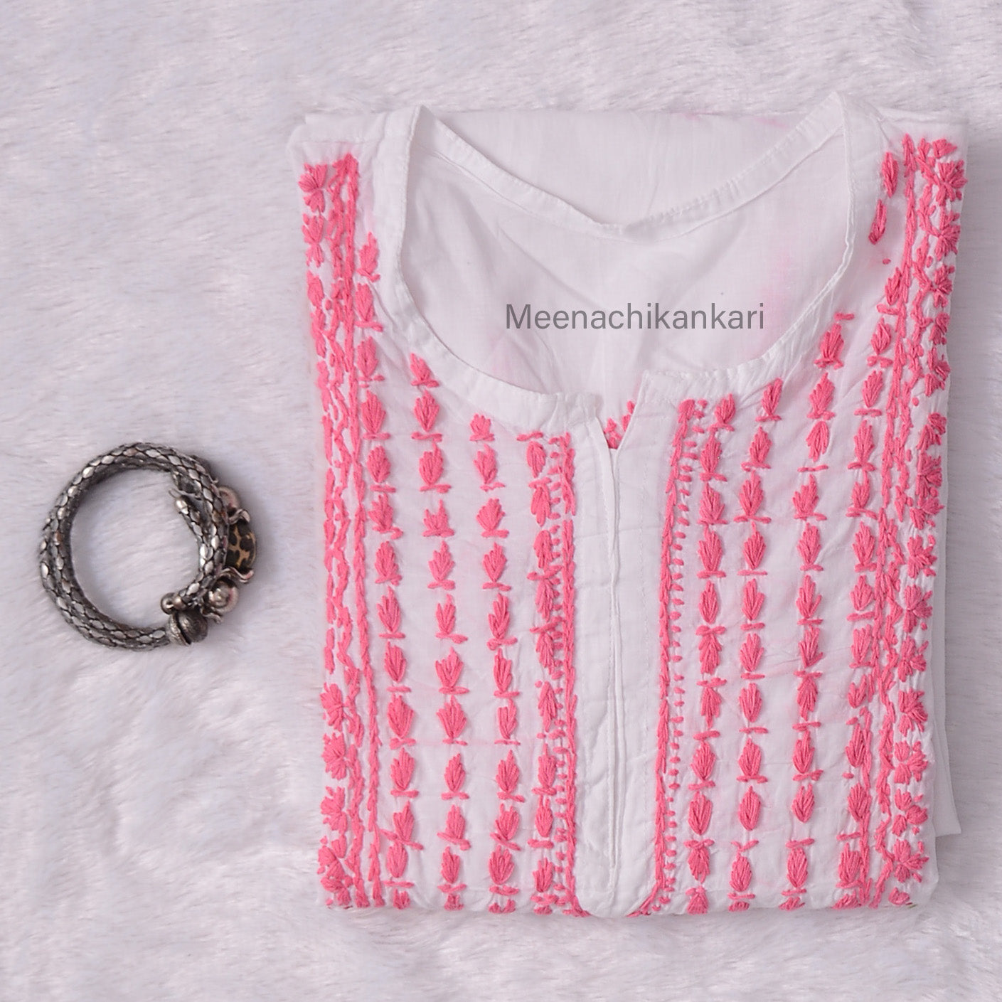 Saba White&Pink Cotton Kurta