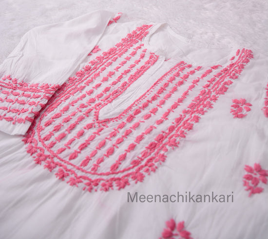 Saba White&Pink Cotton Kurta