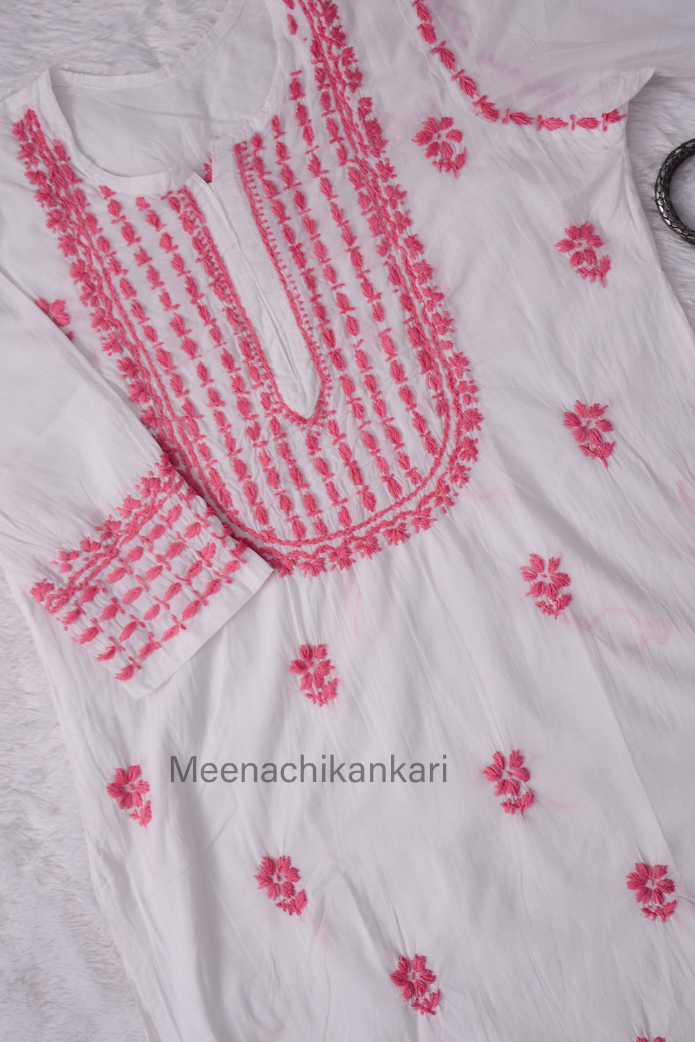 Saba White&Pink Cotton Kurta
