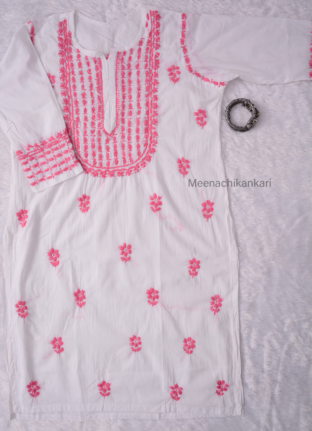 Saba White&Pink Cotton Kurta