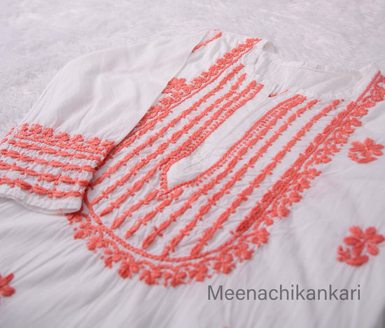 Saba White&peach Cotton Kurta