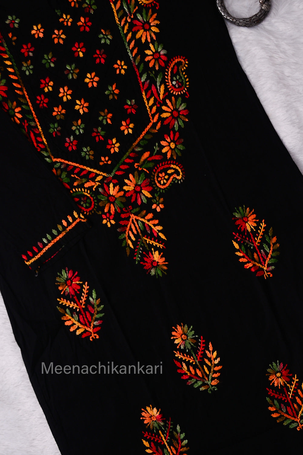Saya Black Multi coloured Cotton Kurta