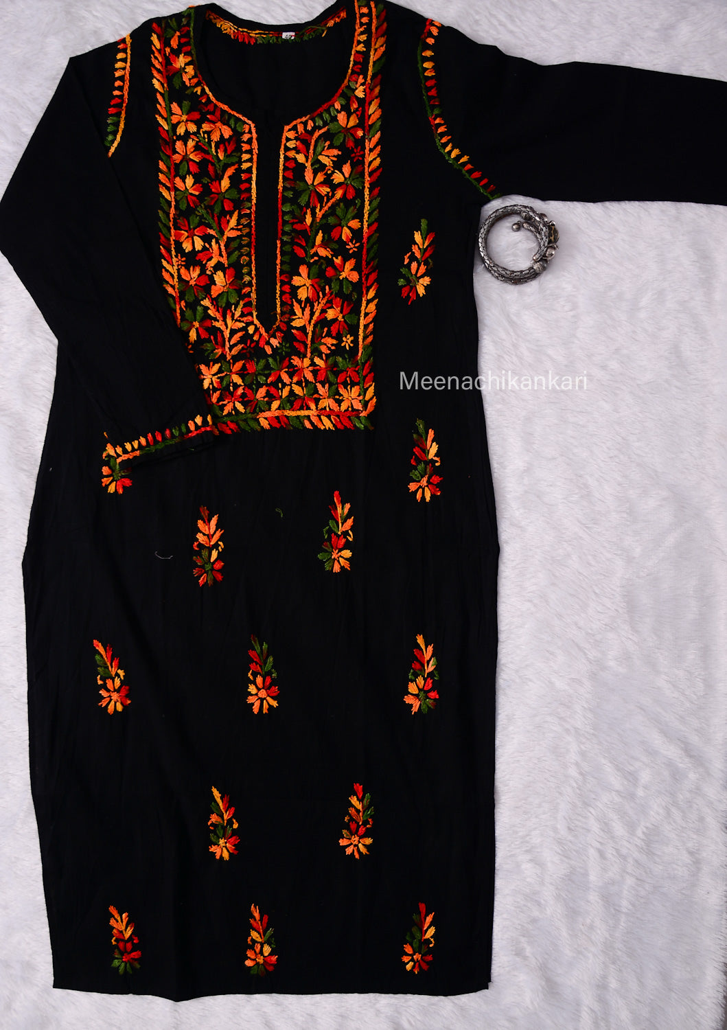 Saya Black Multi coloured Cotton Kurta