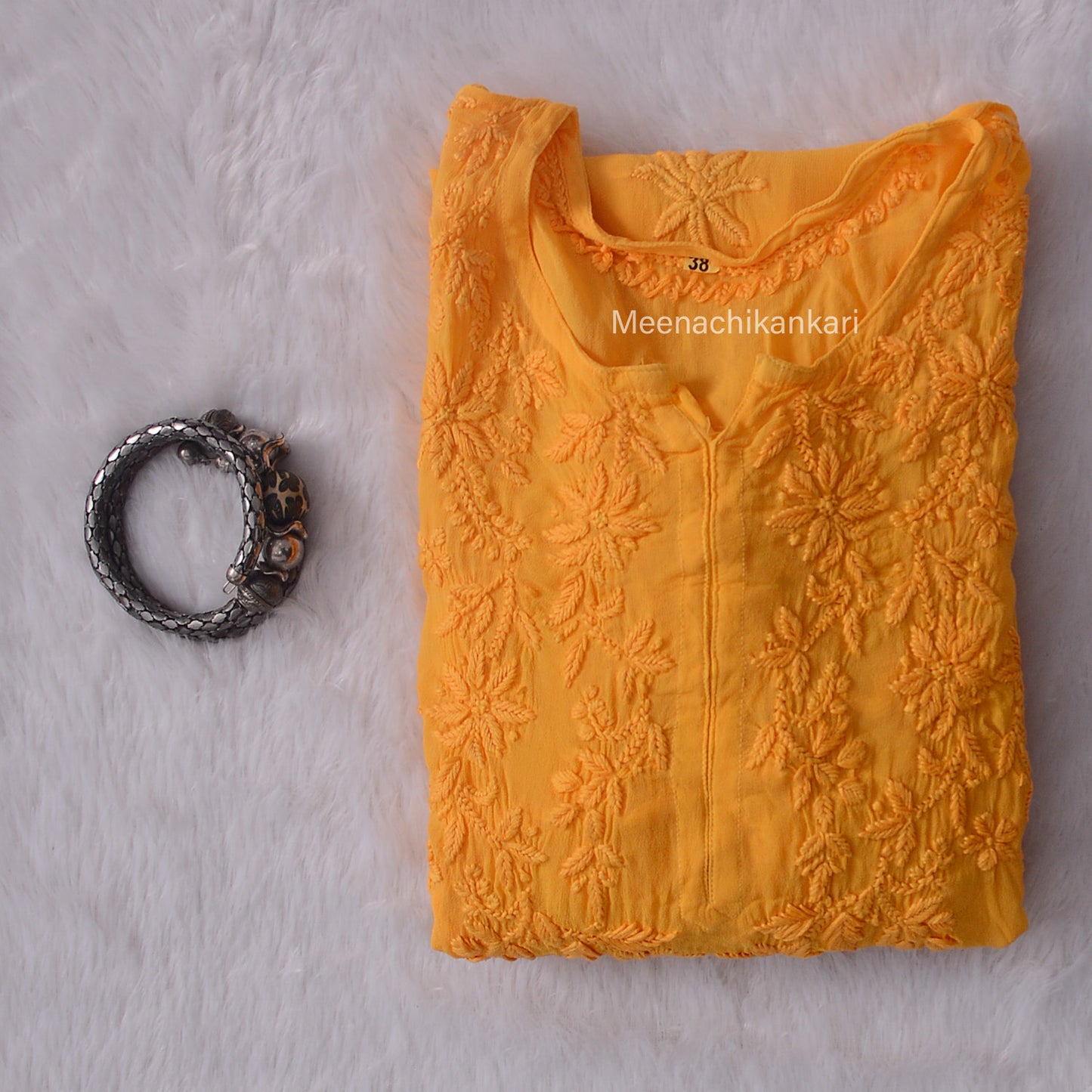 Alia Golden Yellow 3D Viscose Straight Long Kurta