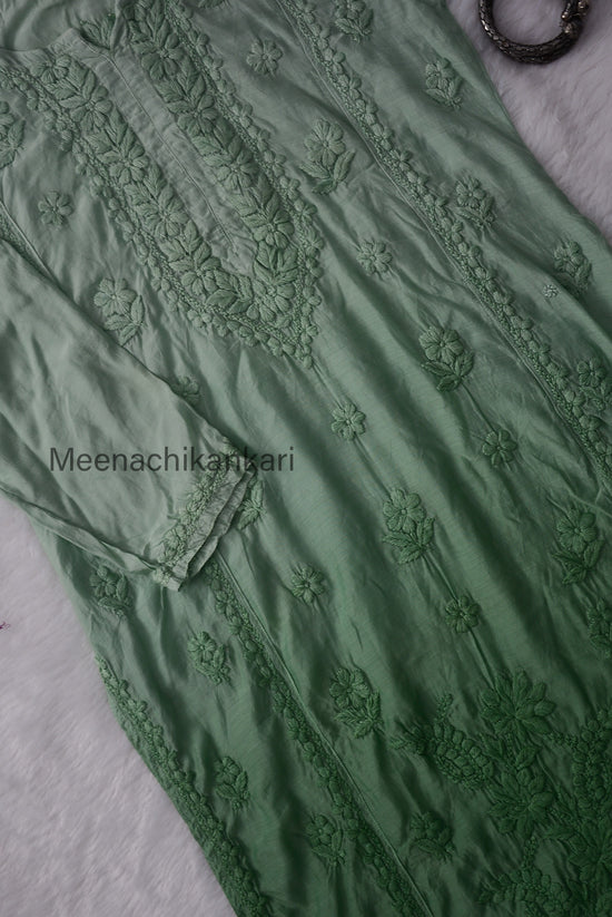 Sana Green Ombre 3D Muslin Straight Kurta