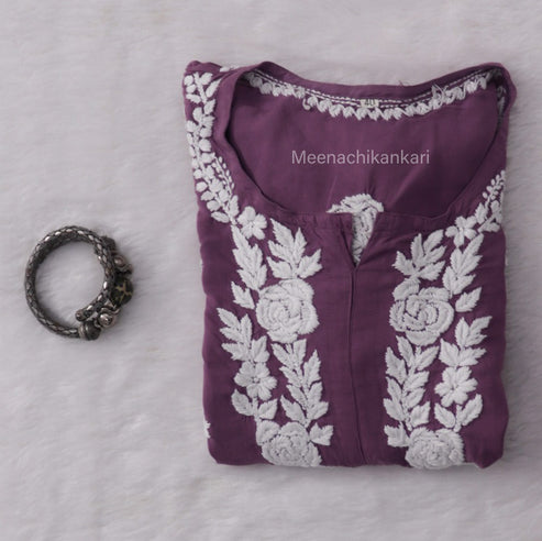 Raha Lavender Purple Modal Straight Long Kurta