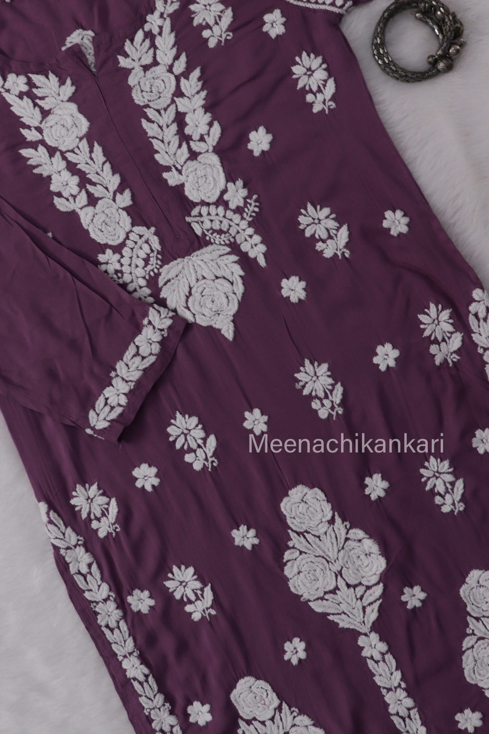 Raha Lavender Purple Modal Straight Long Kurta