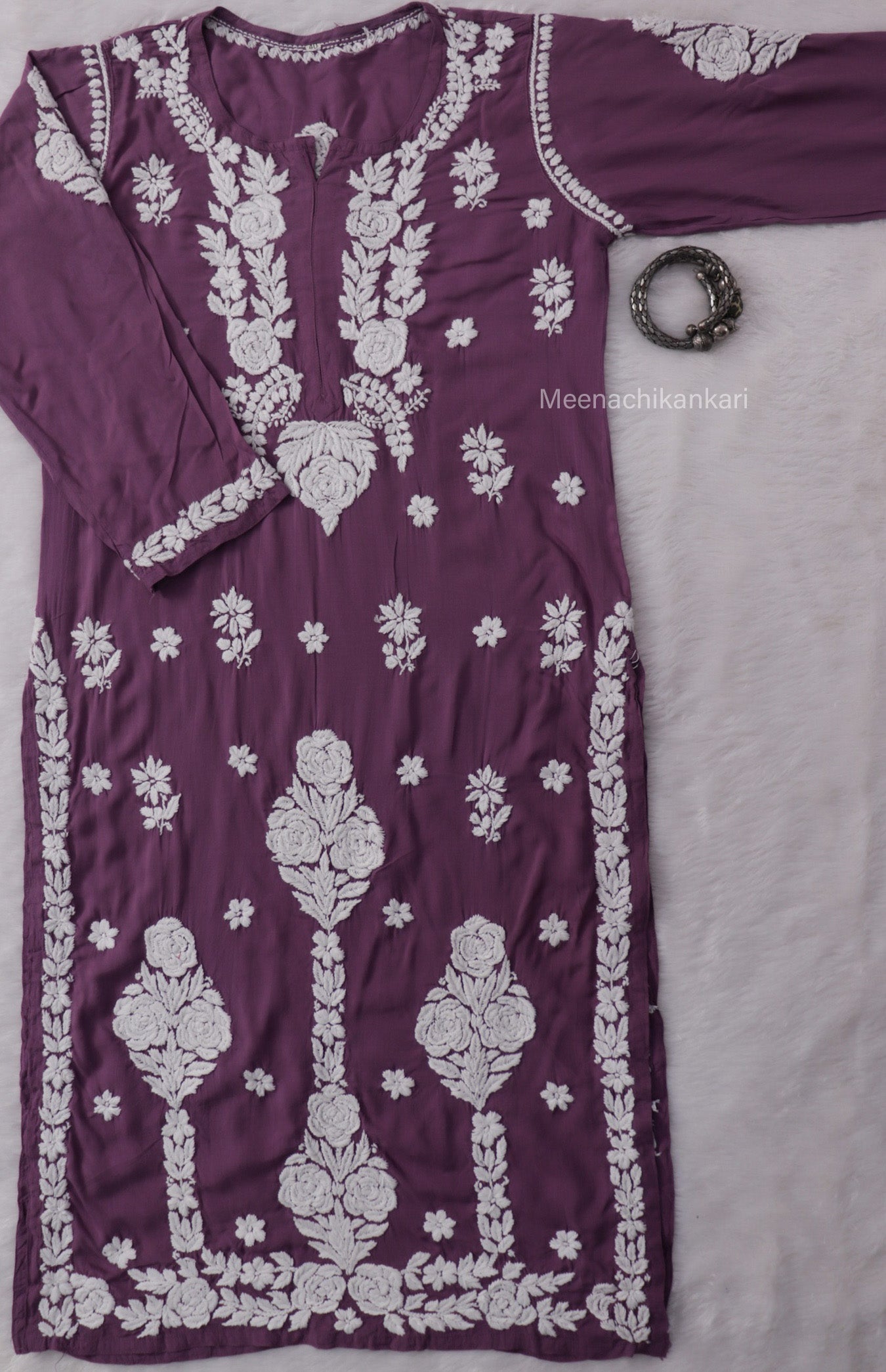 Raha Lavender Purple Modal Straight Long Kurta