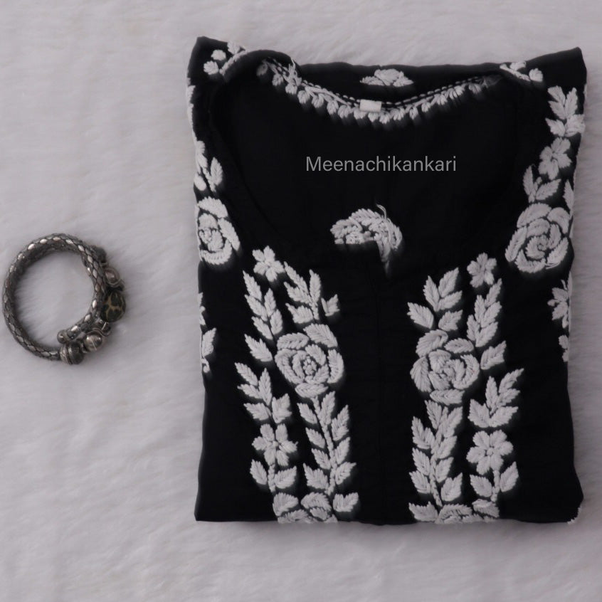 Raha Black Modal Straight Long Kurta