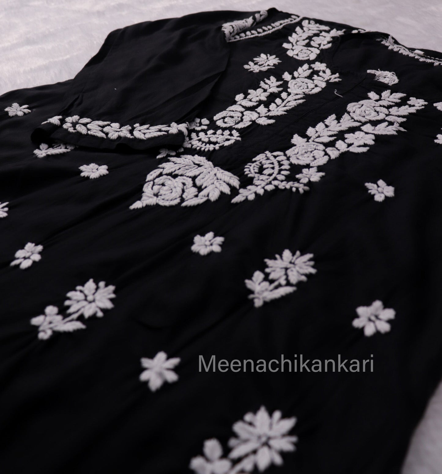 Raha Black Modal Straight Long Kurta