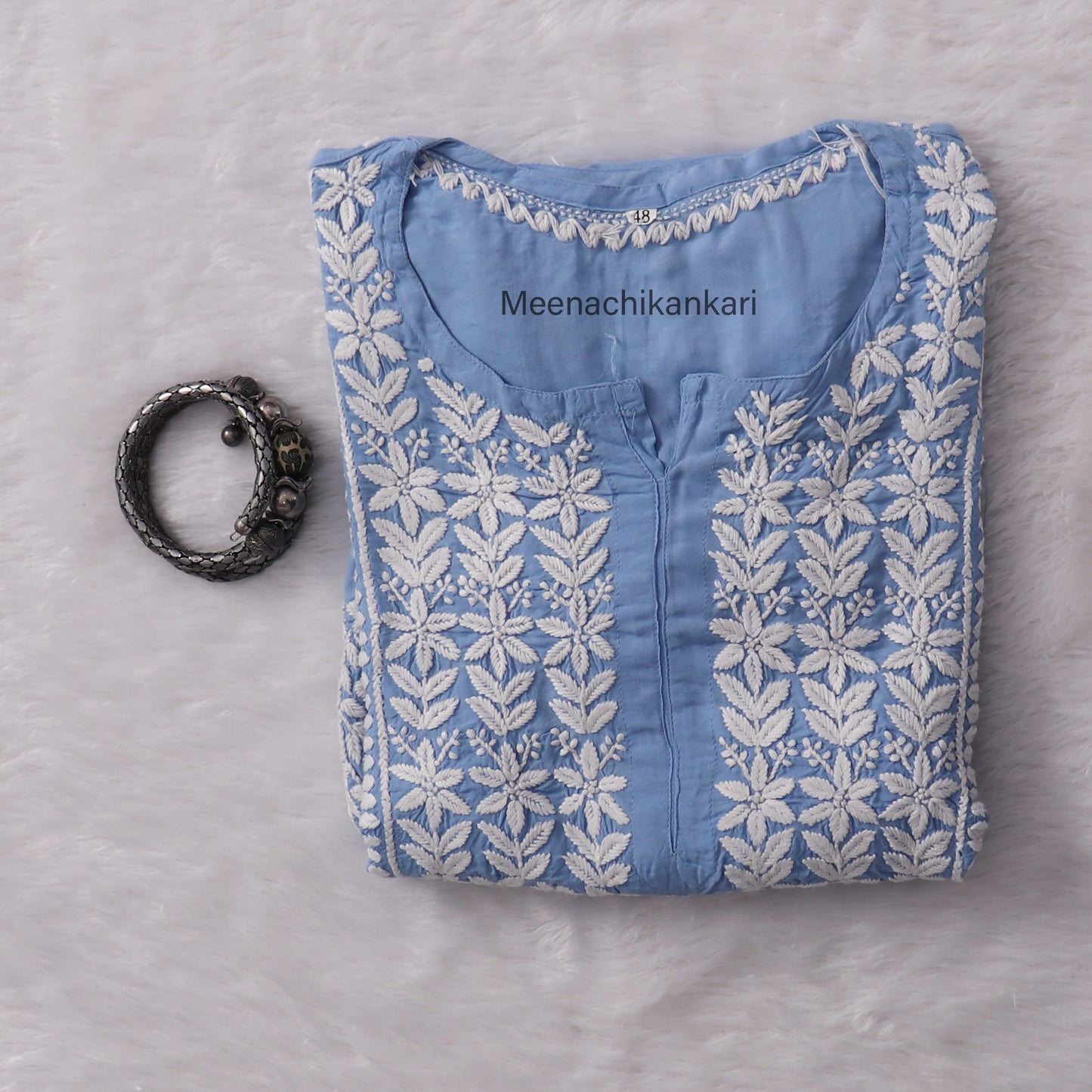 Hania Powder Blue Long Modal Kurta