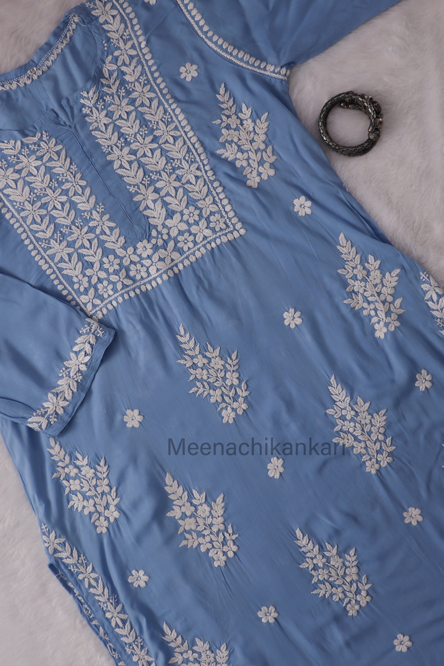 Hania Powder Blue Long Modal Kurta