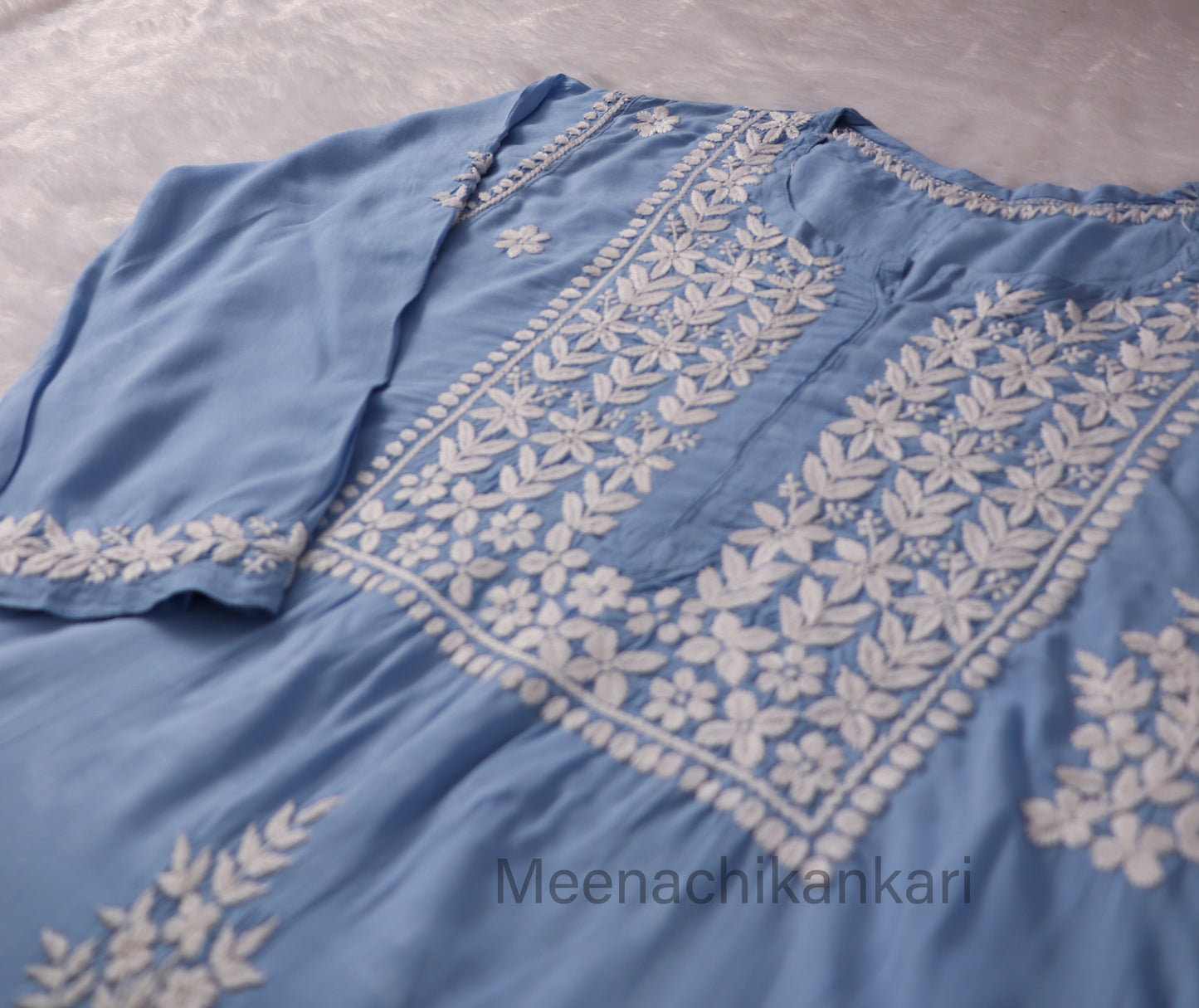Hania Powder Blue Long Modal Kurta