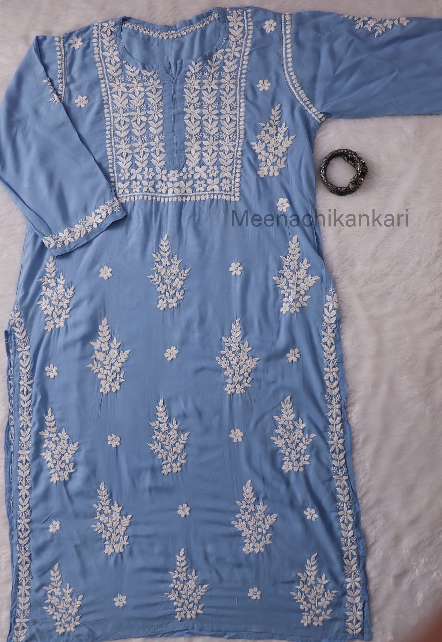 Hania Powder Blue Long Modal Kurta