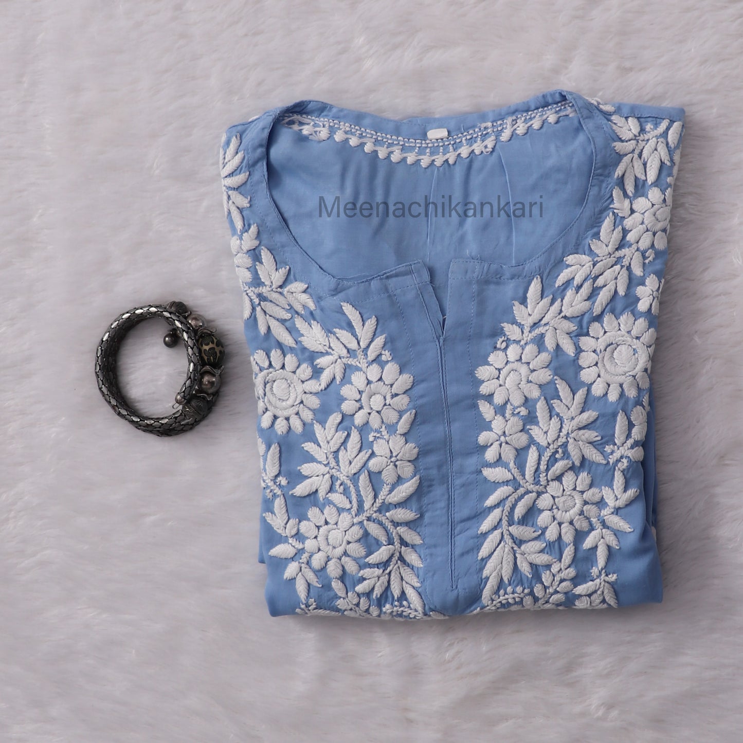 Rida Powder Blue Long Modal Kurta