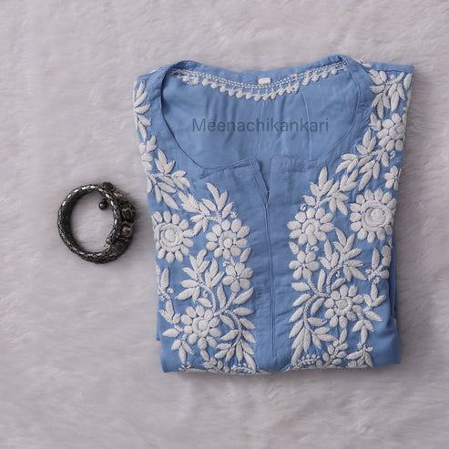 Rida Powder Blue Long Modal Kurta