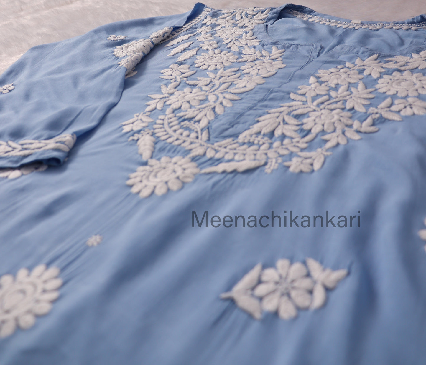 Rida Powder Blue Long Modal Kurta