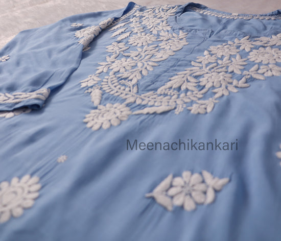 Rida Powder Blue Long Modal Kurta