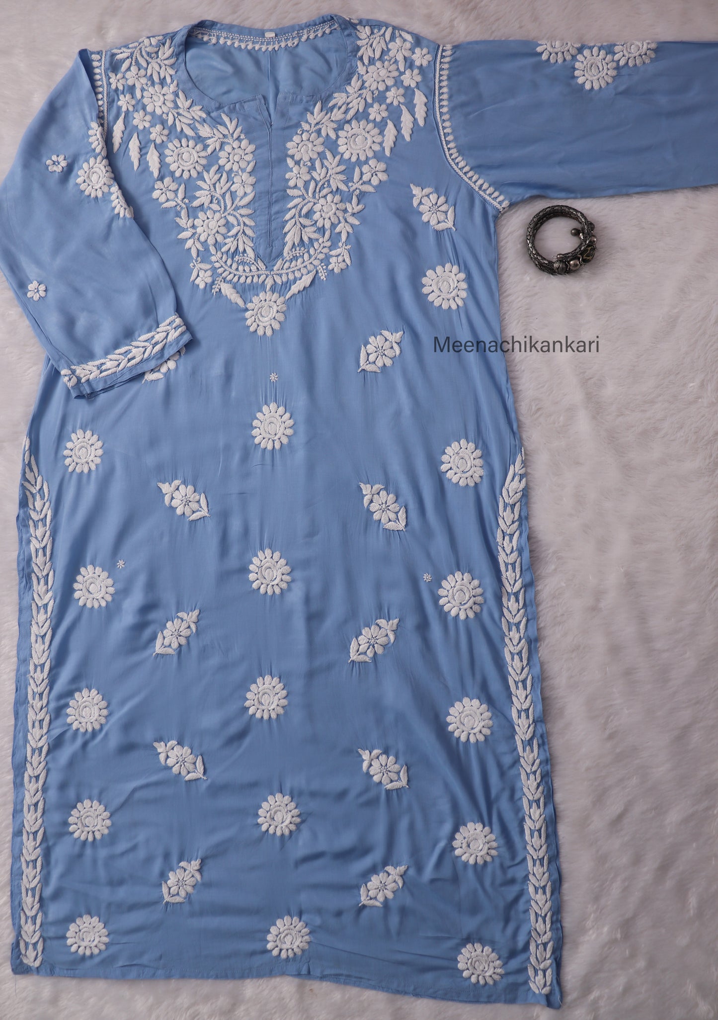 Rida Powder Blue Long Modal Kurta