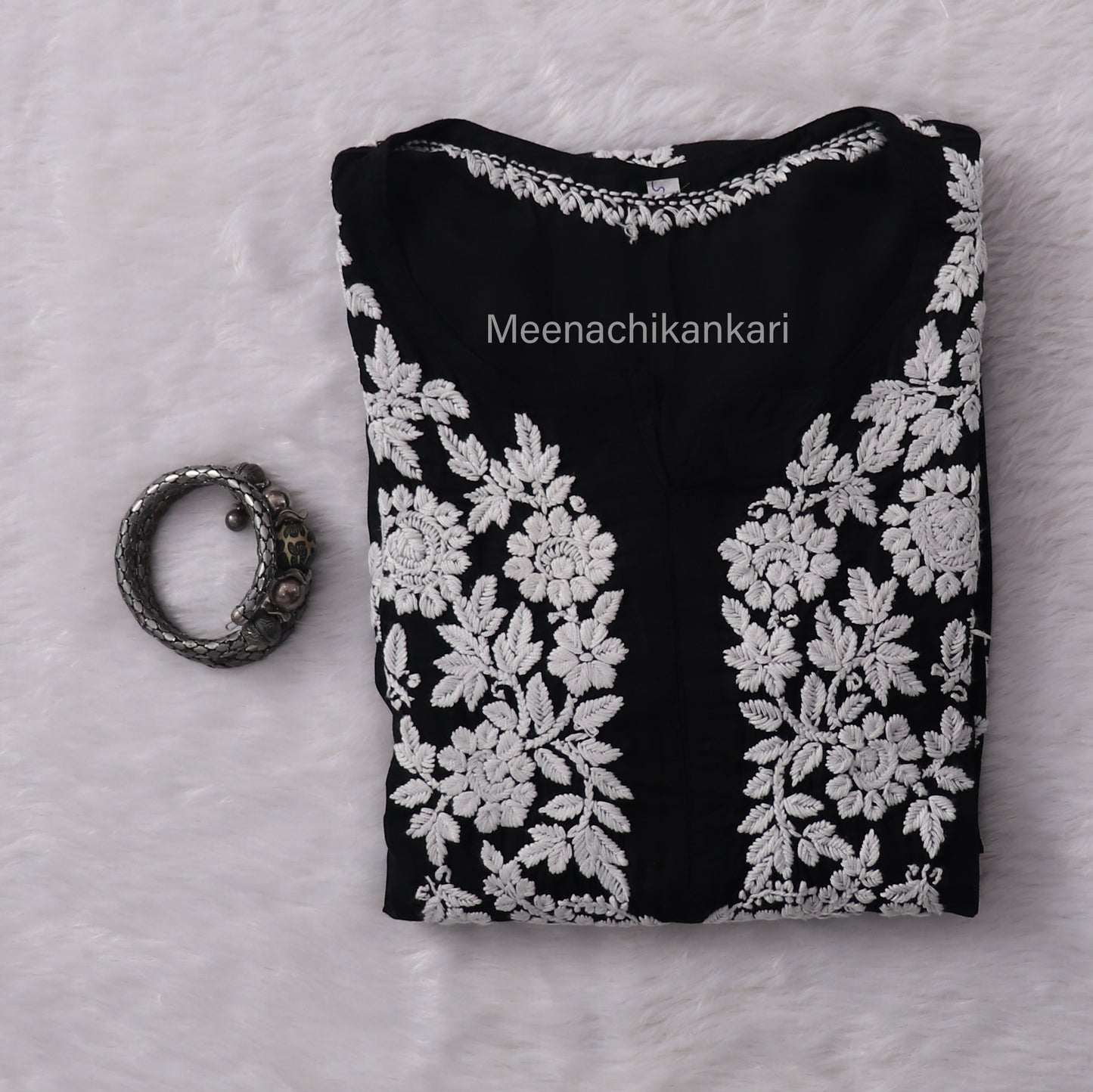 Rida Black Long Modal Kurta