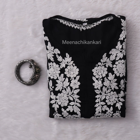Rida Black Long Modal Kurta