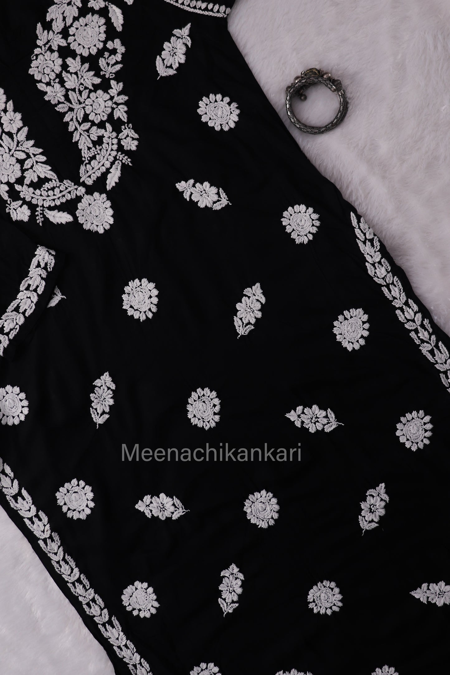 Rida Black Long Modal Kurta