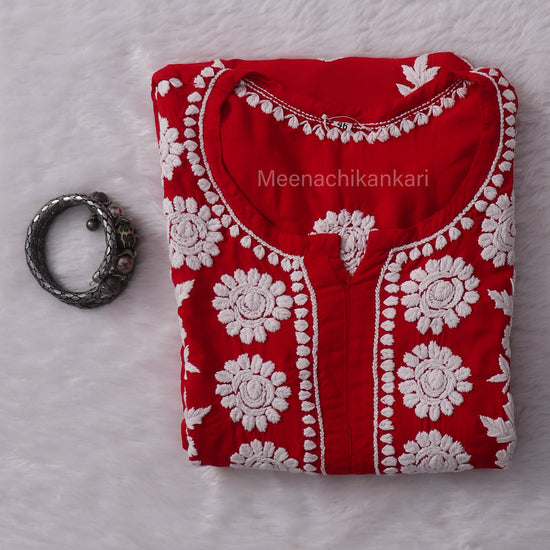 Sama Red Modal Straight Long Kurta